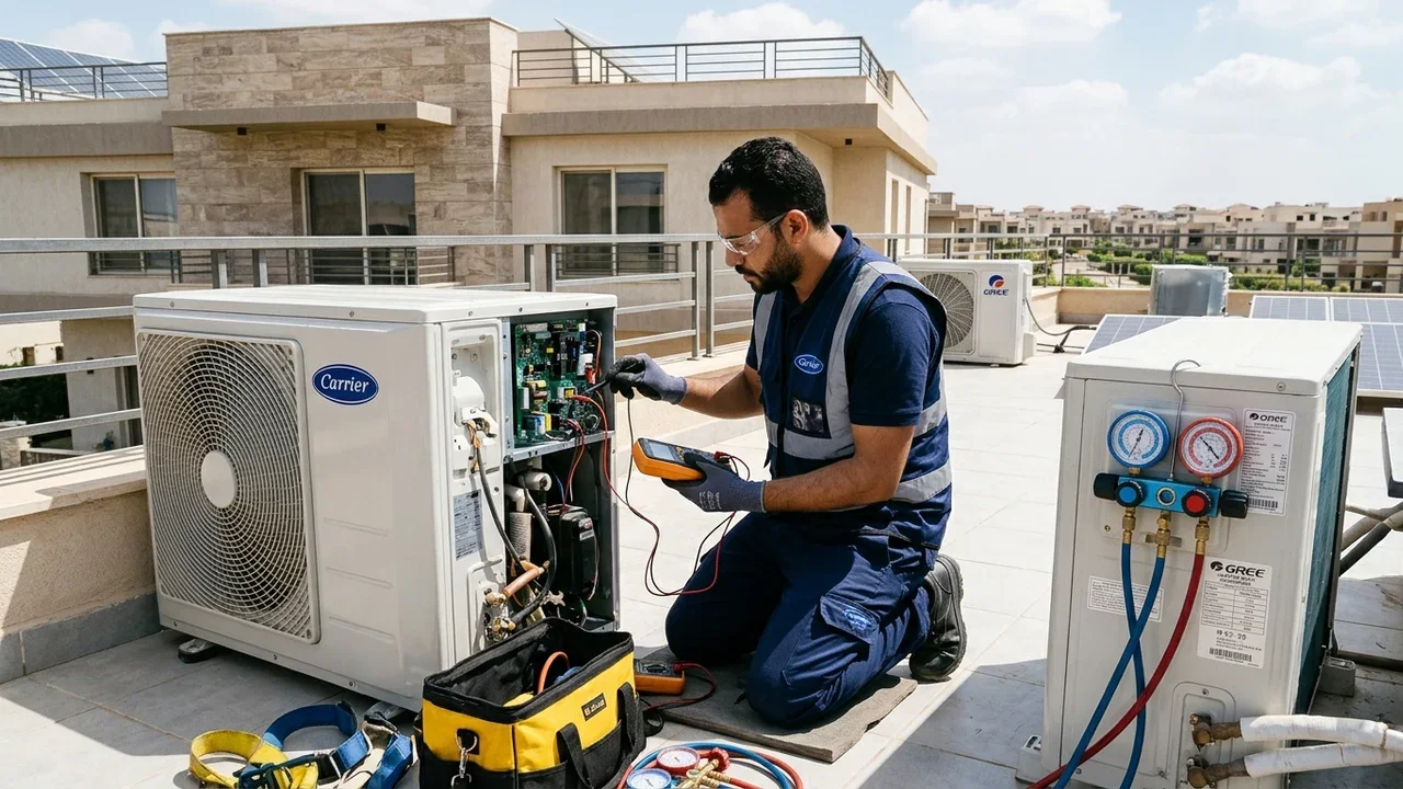 مهندس صيانة وتصليح تكييفات كاريير وترين وجري في التجمع الخامس والرحاب