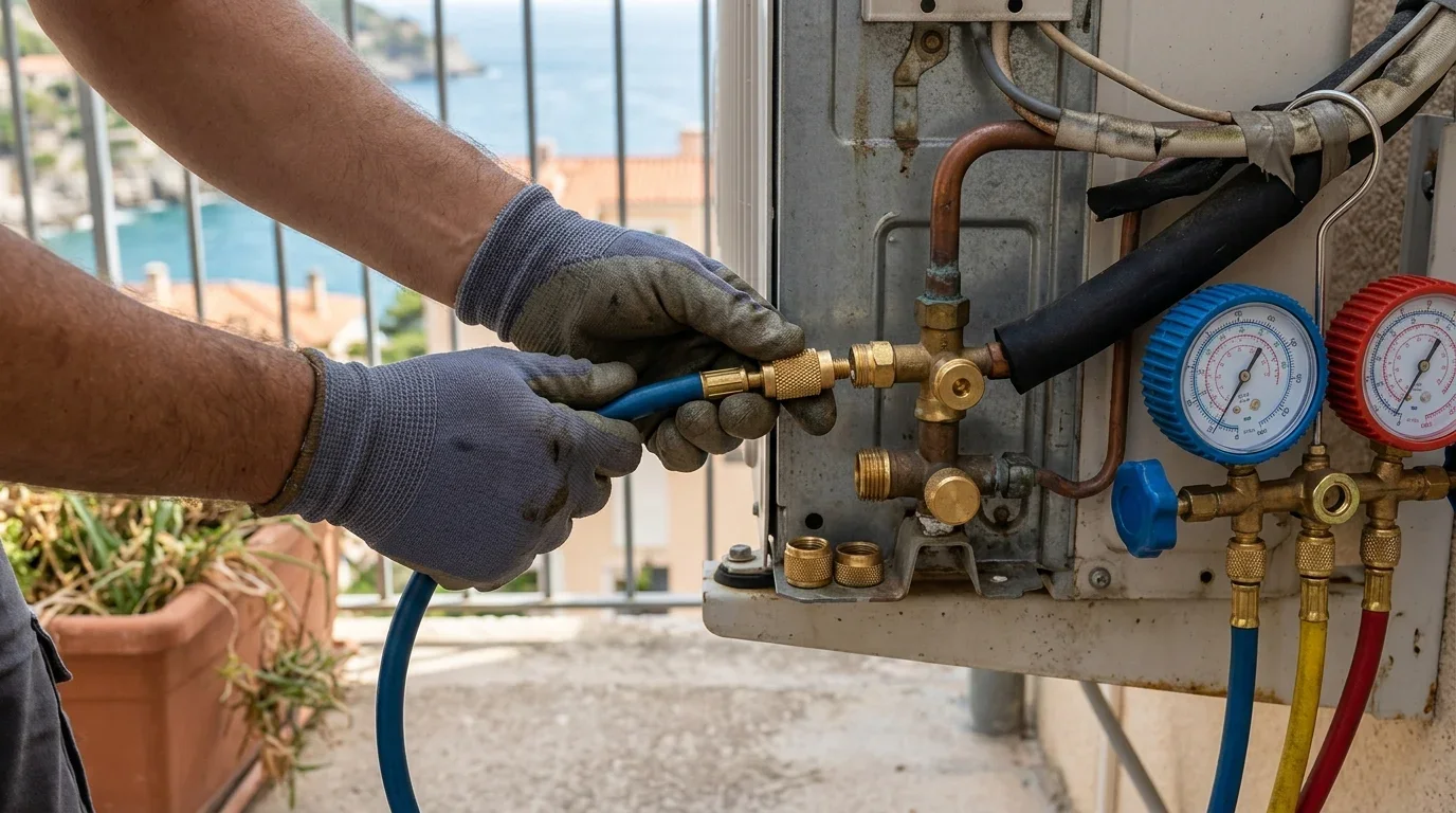 شحن فريون وفحص ضغط غاز التبريد لتكييف سبليت في الإسكندرية